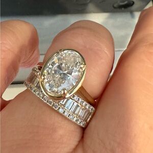 Oval 3.09CT lab diamond custom made ring by Padani Jewelry. VS2 color grade G.